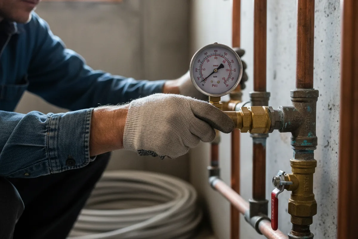 Pressure testing a repaired line during Water Line Repair in San Geronimo
